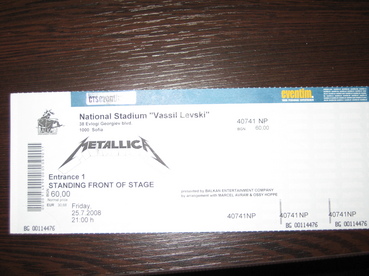 Metallica Ticket 2008